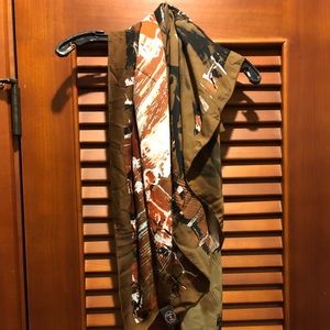 Made of Me Square Scarf Lg Tan/Brown/Blue NWT